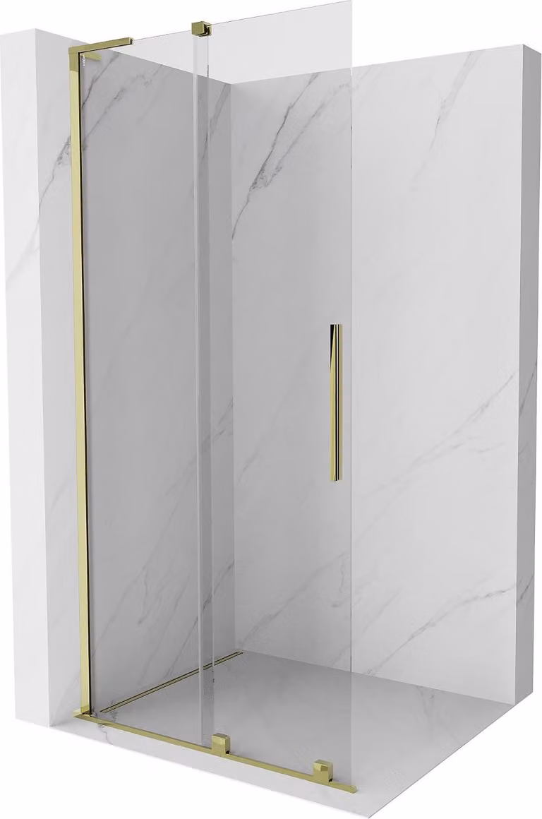 Mexen Velar L pannello doccia scorrevole Walk-in 90 x 200 cm, trasparente 8 mm, oro - 871-090-003-03-50