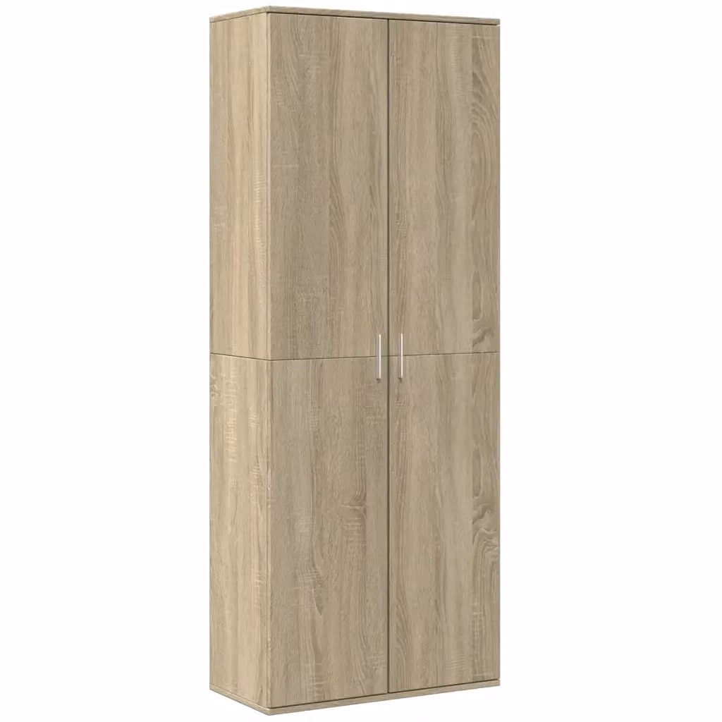 Credenza moderna vidaXL in legno rovere color beige e marrone, sospesa a parete, L: 70 cm, P: 35 cm, H: 180 cm – 2