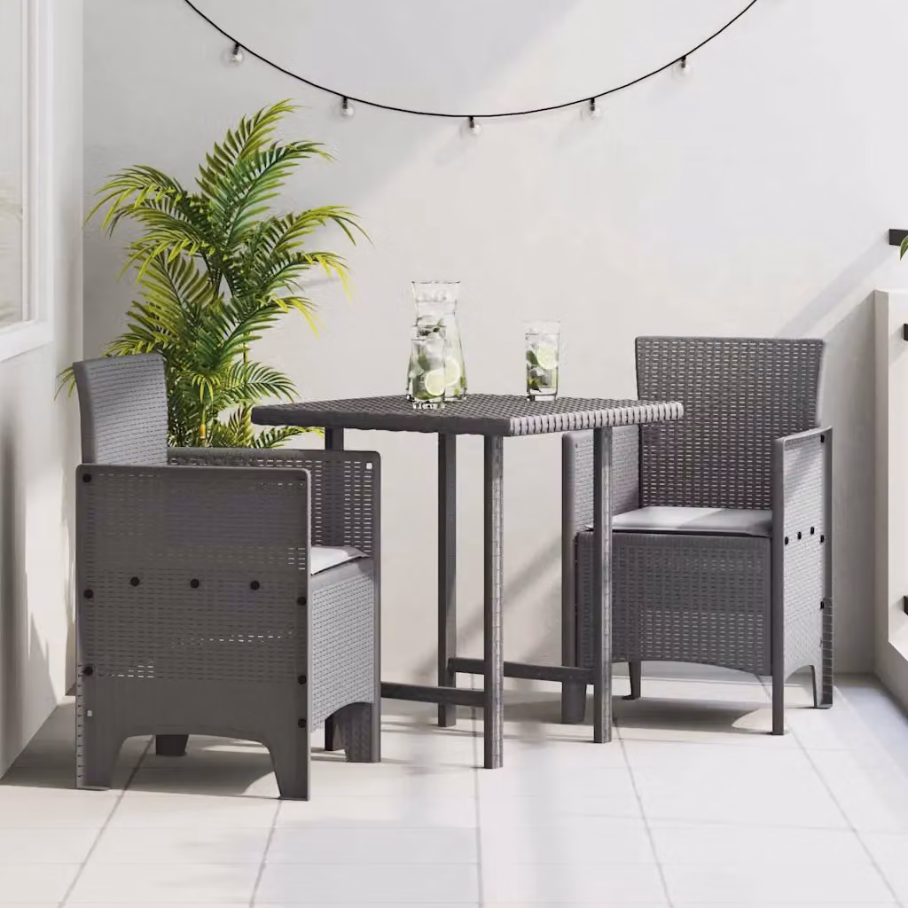 Set di 2 sedie da giardino moderne vidaXL in polipropilene grigio opaco con braccioli e resistenza ai raggi UV