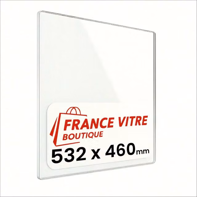 532 x 460 x 4 mm - Vetro per stufa a legna - vetro camino di ricambio - vetro per caminetto resistente al fuoco - France Vitre
