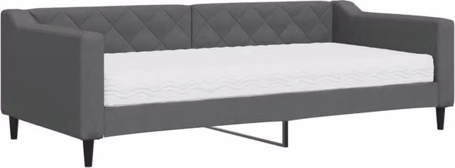 Divano letto | Sof¨¤ letto | Letto singolo con Materasso Grigio Scuro 90x200 cm in Tessuto