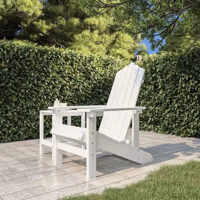 Sedia da giardino Adirondack vidaXL bianca in materiale sintetico resistente alle intemperie e ai raggi UV con braccioli – 1