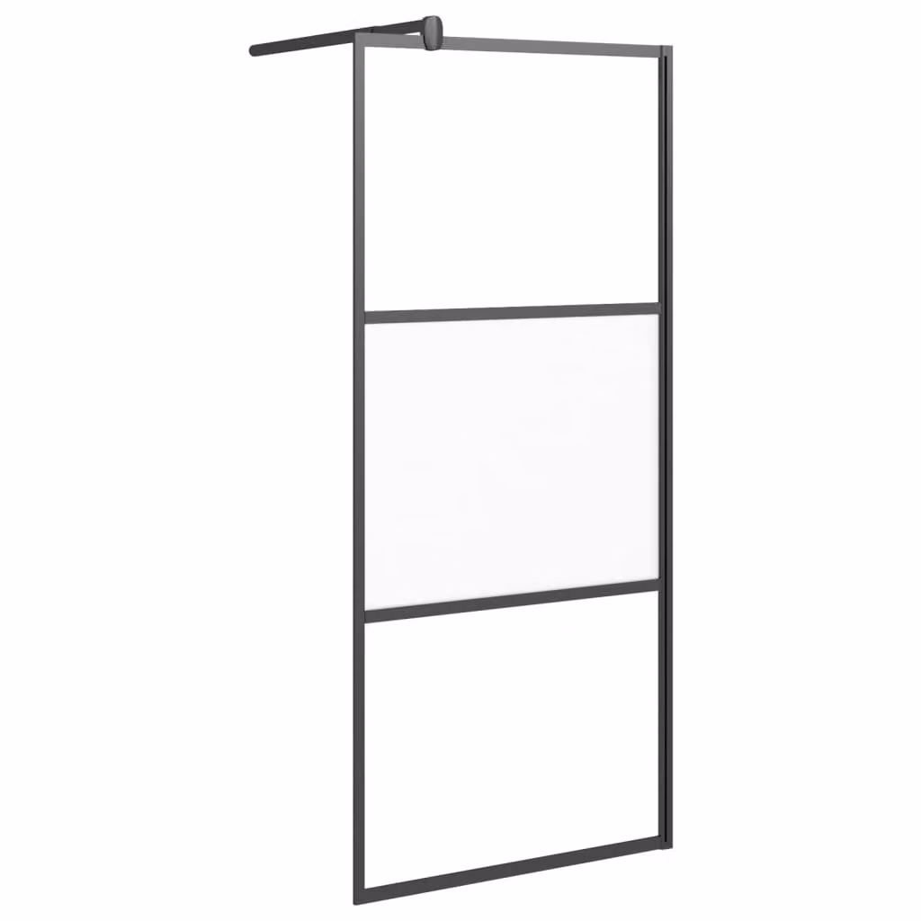 Parete Doccia Walk in 90x195 cm Vetro Semi Smerigliato ESG Nero
