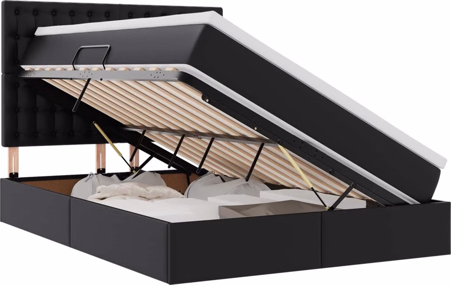 Letto con Contenitore Nero 140 x 190 cm