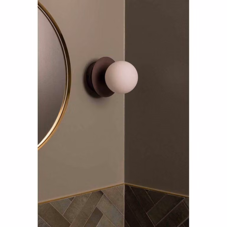 Globen Lighting Applique ART DECO, bronzo/bianco Ø 16 cm IP44 dimmerabile, Bronzo / Ottone antico, Soggiorno / Sala da pranzo, Metallo, Design