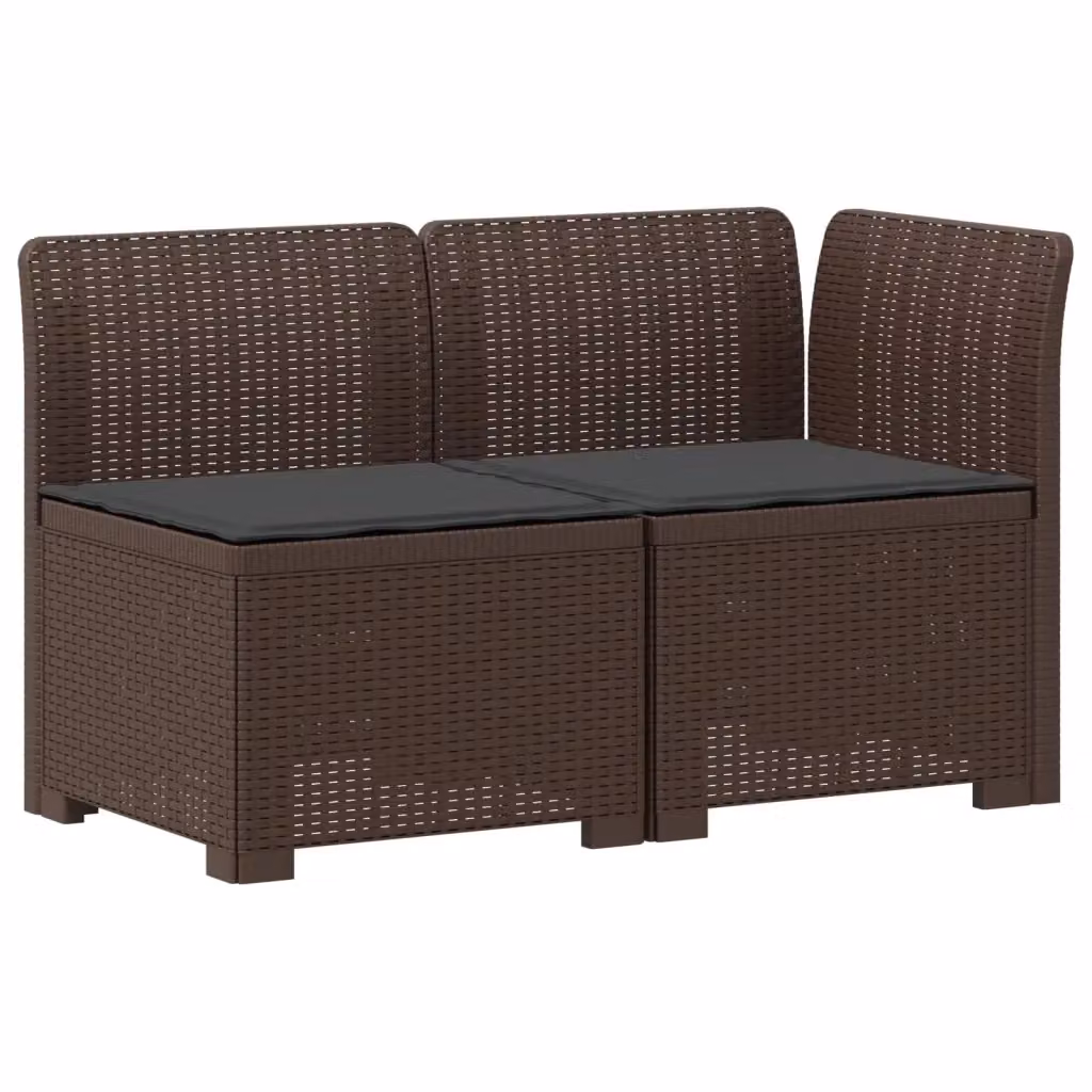 Divano da giardino a 2 posti vidaXL con cuscini in aspetto rattan, resistente alle intemperie e ai raggi UV, colore marrone e antracite – 2
