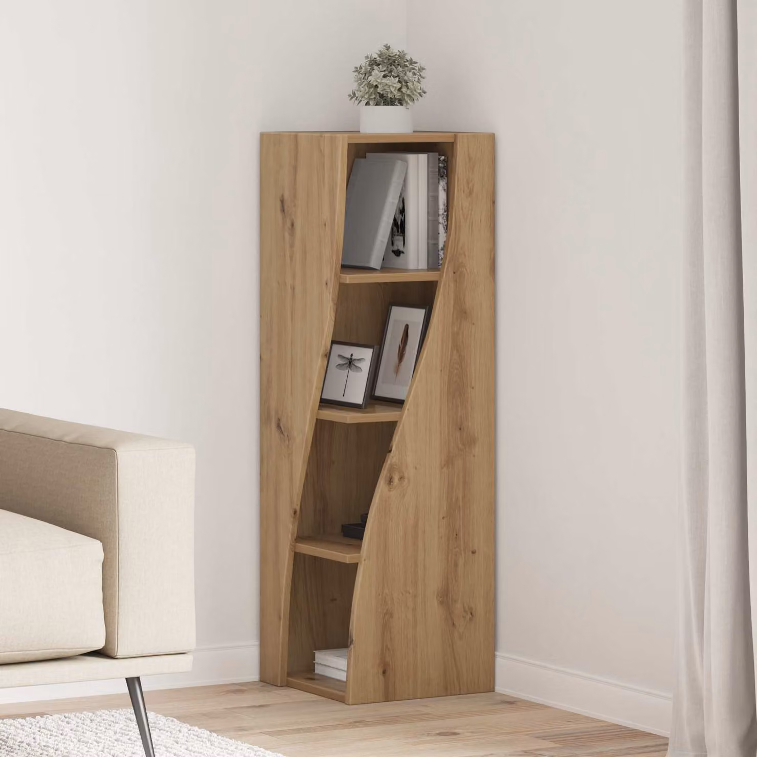Mobile angolare vidaXL in legno ingegnerizzato marrone per soggiorno L/P/H: 32 x 32 x 102 cm
