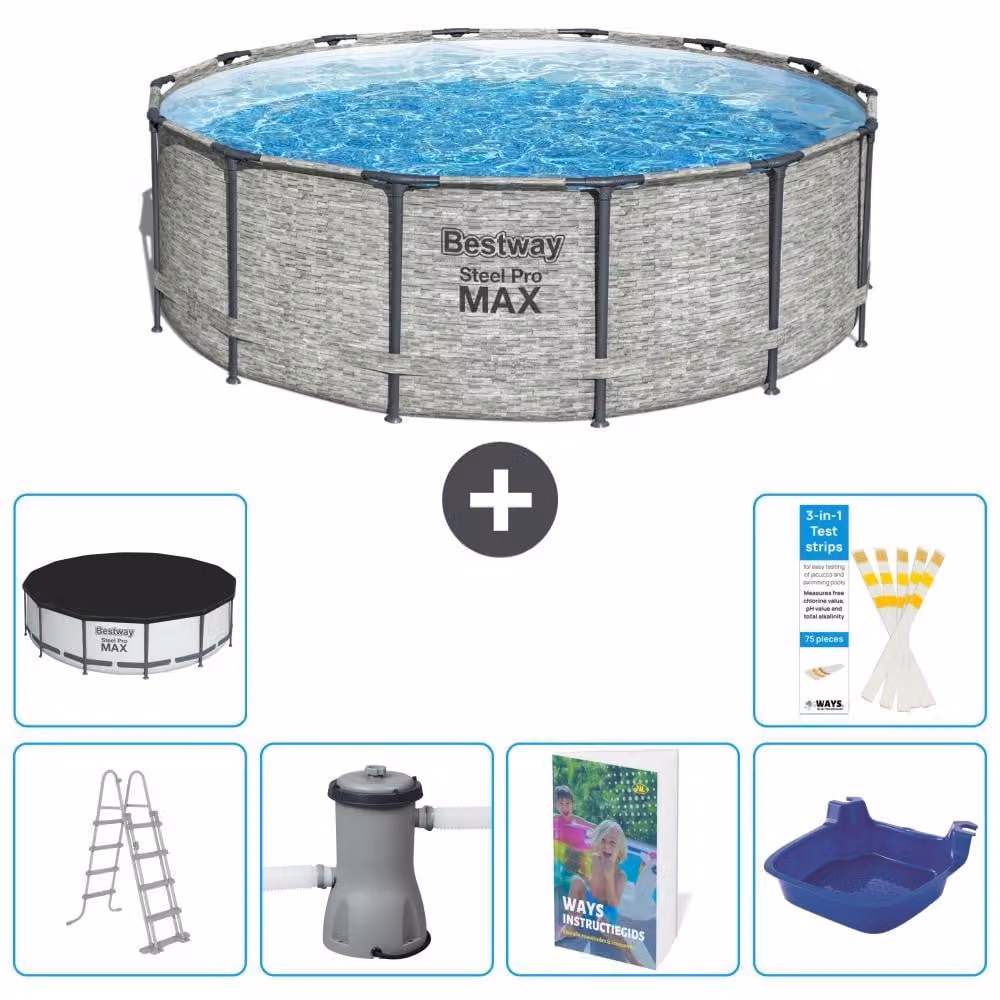 Piscina gonfiabile Bestway Steel Pro MAX, rotonda, 427x122 cm, composta da 5 parti, modello S662
