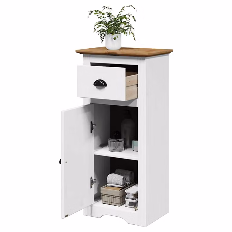 Mobile da bagno vidaXL BODO in legno e metallo bianco e marrone L/P/H: 44 x 30 x 90 cm