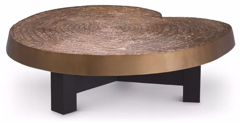Tavolino Casa Padrino oro antico / nero 105 x 110 x h. 35 cm - Tavolo da salotto moderno con piano in alluminio - Mobili Soggiorno - Mobili