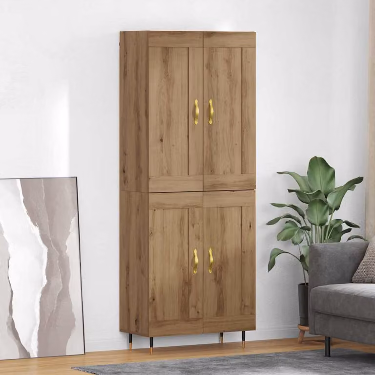 Credenza moderna vidaXL in legno e metallo marrone L: 69,5 cm, P: 34 cm, H: 90 cm