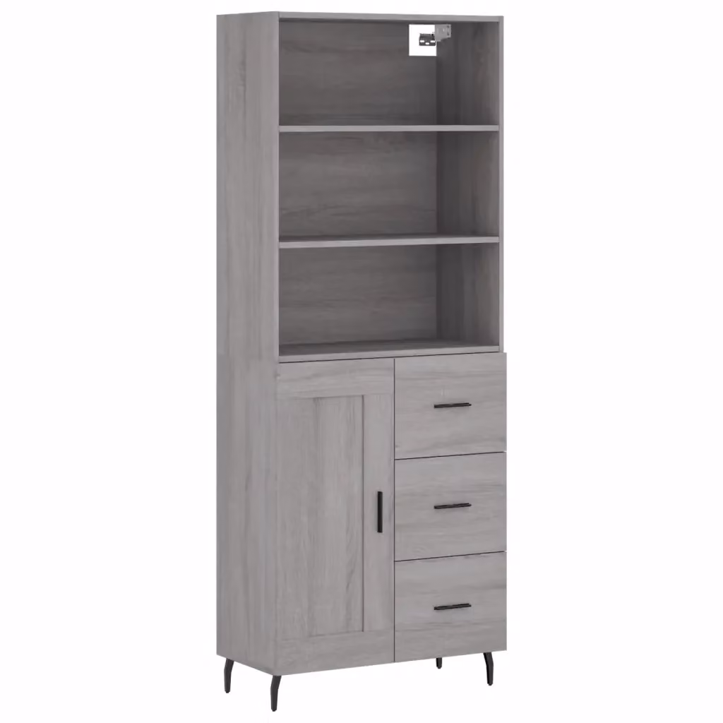Credenza moderna vidaXL in legno e metallo, Grigio, L: 69,5 cm, P: 34 cm, H: 180 cm – 2