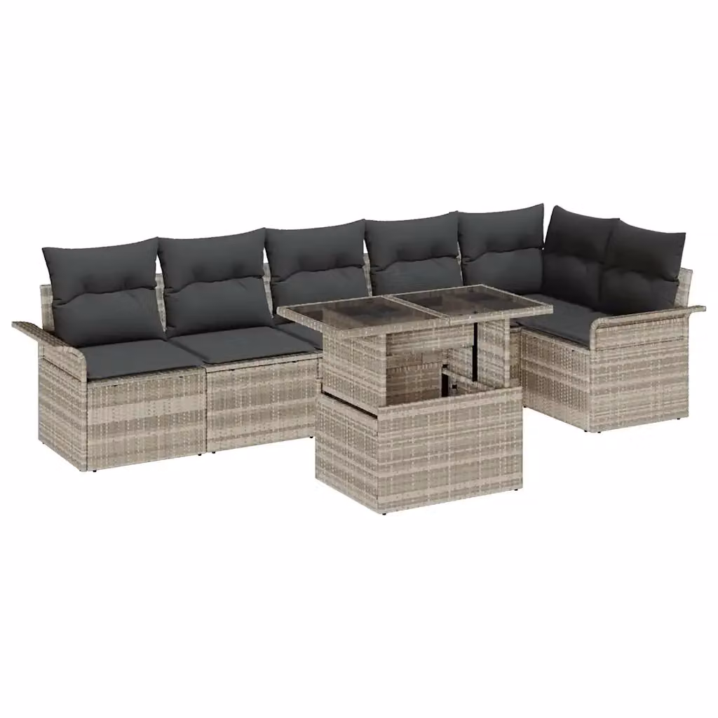 Set Divano da Giardino Moderno vidaXL in Polyrattan Grigio con Vetro per Terrazza e Giardino – 2