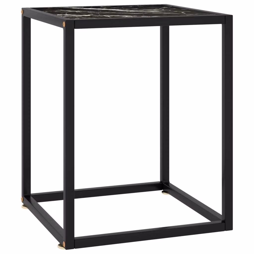 Maison Exclusive - Tavolino nero con piano in vetro nero effetto marmo, dimensioni 40x40x50 cm