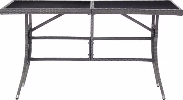 Tavolo da giardino rettangolare estensibile vidaXL in polyrattan e vetro grigio L/P/H: 140 x 80 x 74 cm