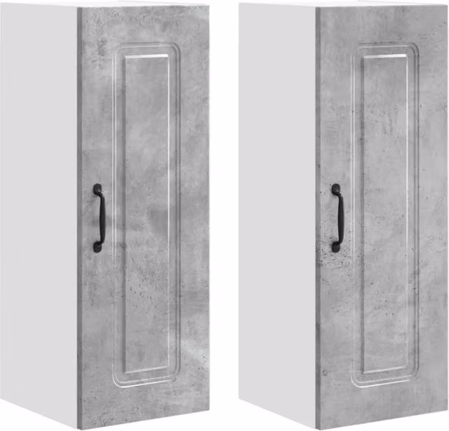 Set di 2 pensili da cucina moderni con ampio spazio di archiviazione 30 x 31 x 80 cm in legno grigio cemento 02_0053690