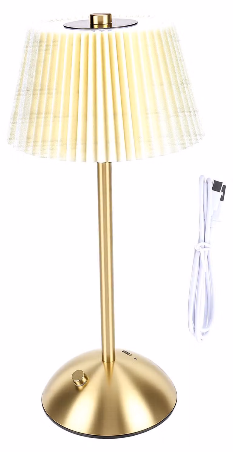 Lampada da tavolo con paralume plissettato, interruttore touch wireless, batteria ricaricabile da 1200 mAh, ideale per comodini in camere da letto e soggiorni, colore beige