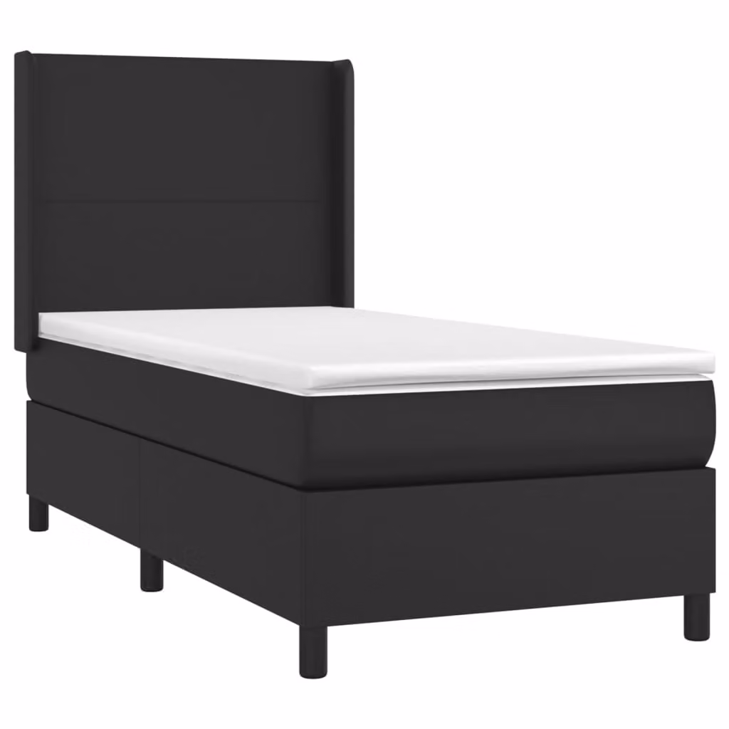Giroletto a Molle con Materasso Nero 100x200 cm in Pelle finta