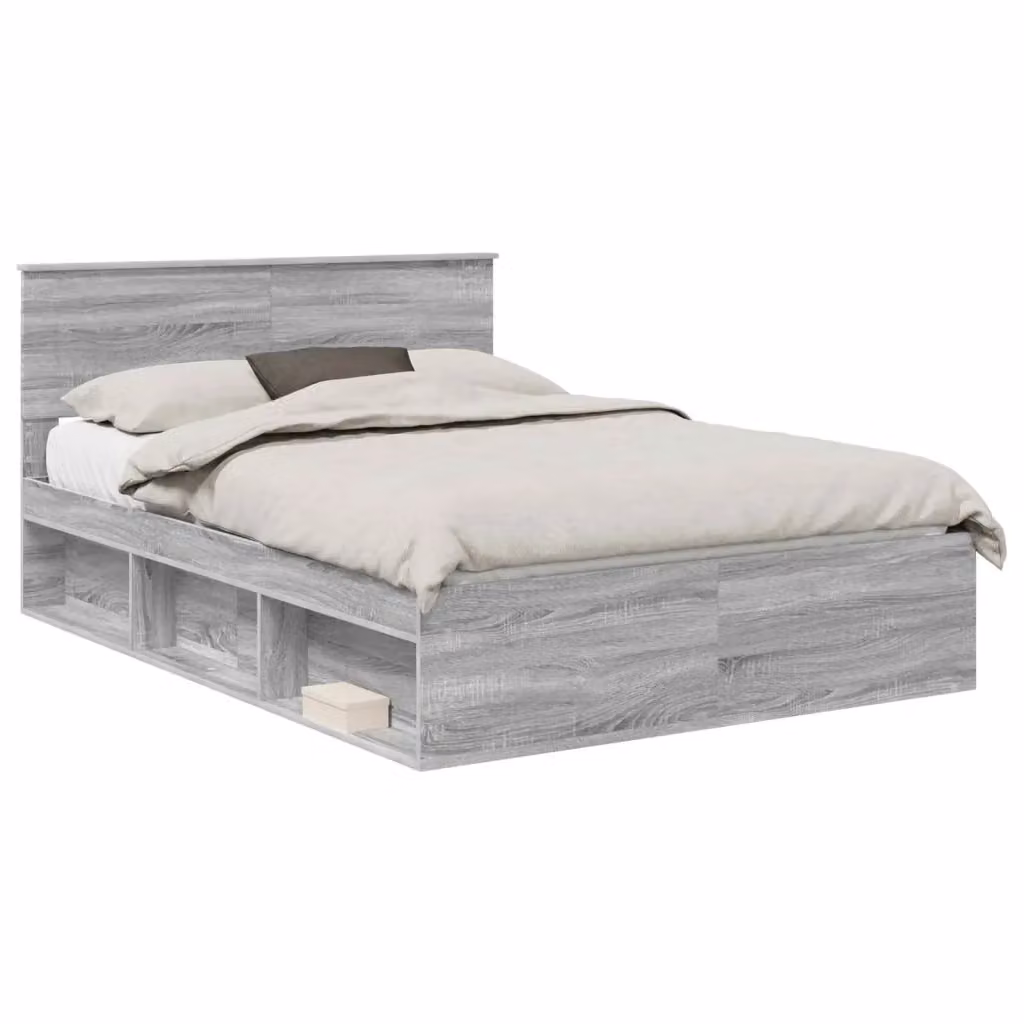 Struttura del letto con testiera vidaXL in legno MDF Grigio, L 150 x P 200 cm – 2