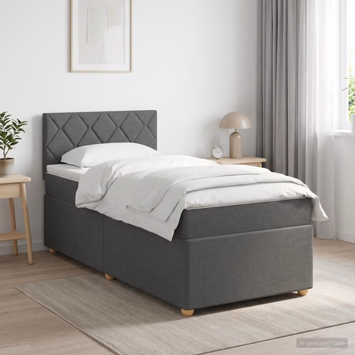 Maison Exclusive - Letto boxspring con materasso grigio scuro 90 x 200 cm tessuto