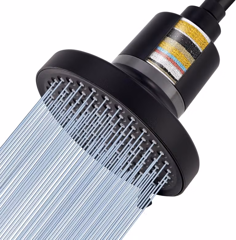 Doccia da 15,5 cm, con 8 tipi di getto, filtro dell'acqua a 20 stadi, colore nero, per bagno