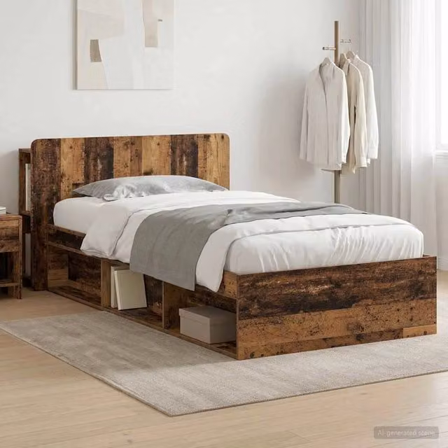 Telaio del letto con storage Legno antico 100 x 200 cm 3433339