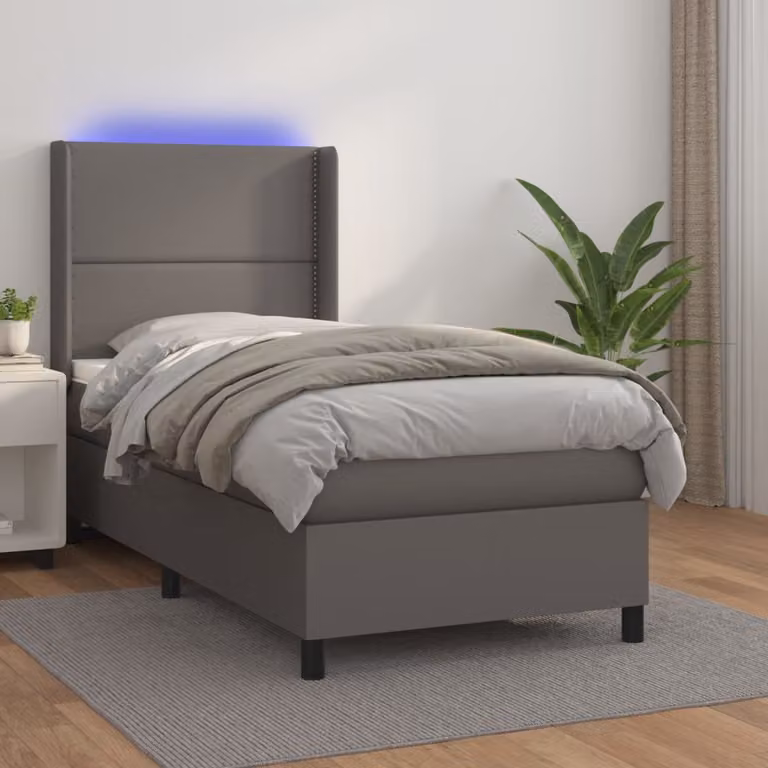 vidaXL Giroletto con Materasso Ibrido e LED Grigio L/P/H: 200 x 100 x 103 cm