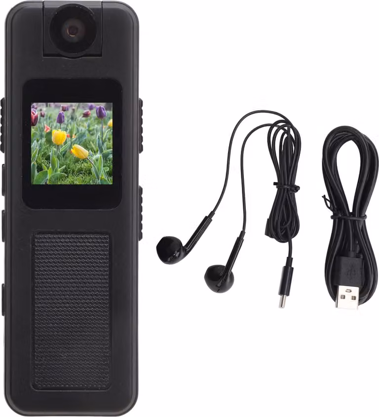 Videocamera 1080P montata sul corpo, portatile, obiettivo ruotabile di 180 gradi, visione notturna a infrarossi, connessione OTG per riunioni domestiche