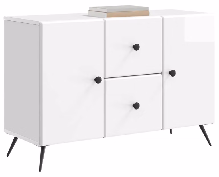 Credenza Bianco Lucido 89 x 34,5 x 60 cm Legno ingegnerizzato