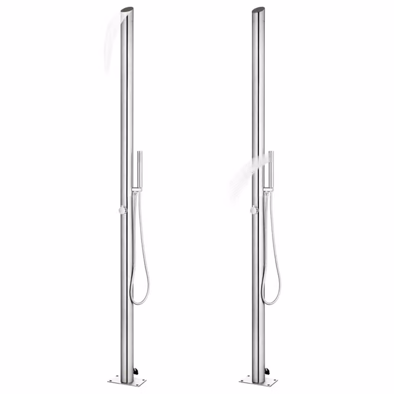 vidaXL Doccia da giardino con piatto grigio 225 cm in acciaio inox