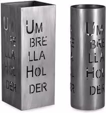 Set porta ombrelli EYMAR in metallo color argento con base autoportante