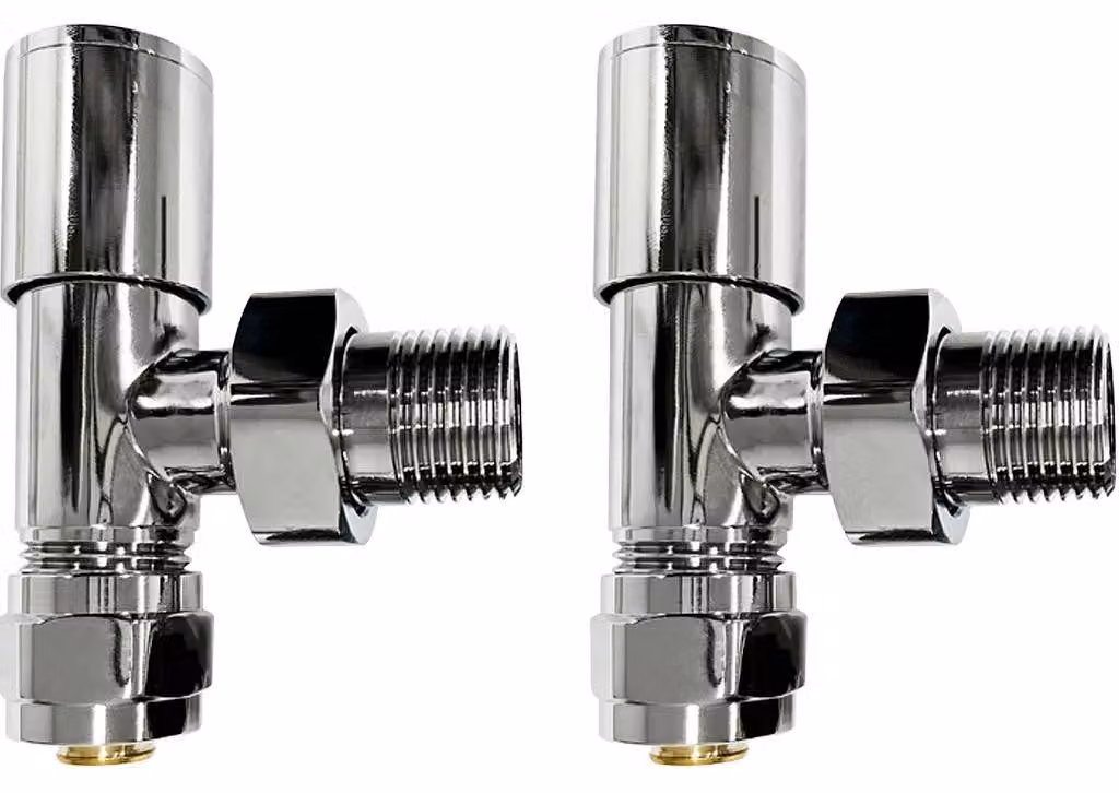 CERANO - Set di raccordi per valvole radianti - manuale - ad angolo - 1/2"/PEX 16x2 mm - cromato