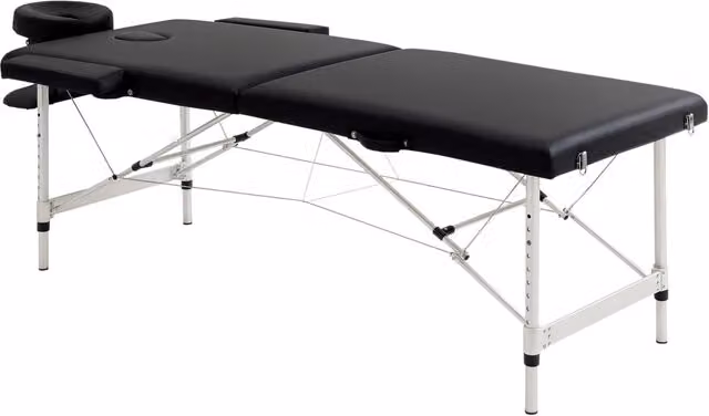 Lettino da Massaggio Pieghevole Portatile in Alluminio con Borsa Altezza Regolabile Carico Max 225 kg 210x90 cm Nero