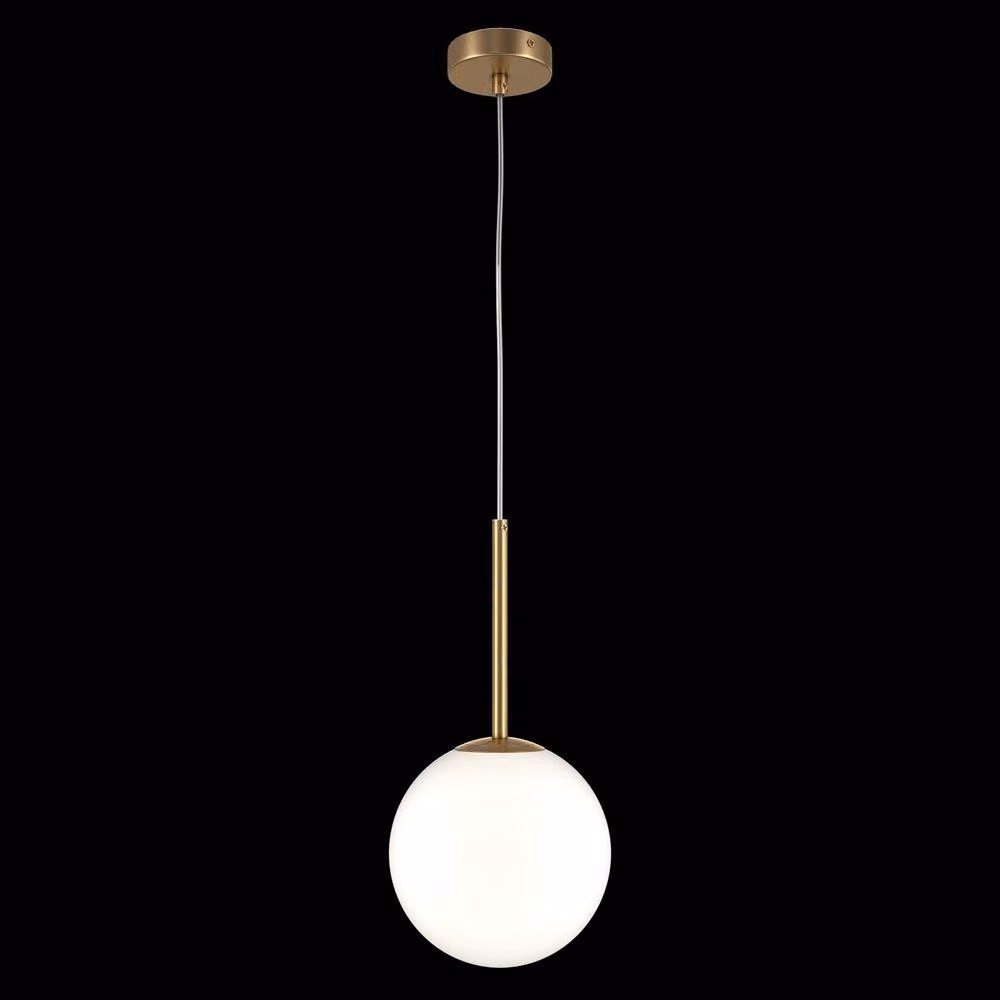 Lampadario Minimal Basic Form Grande In Metallo Oro 1 Luce E Diffusore Bianco