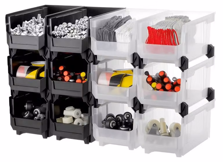 Scatole di stoccaggio impilabili - Confezione da 12 pezzi - Trasparente - Capacità 14 litri - Plastica PP