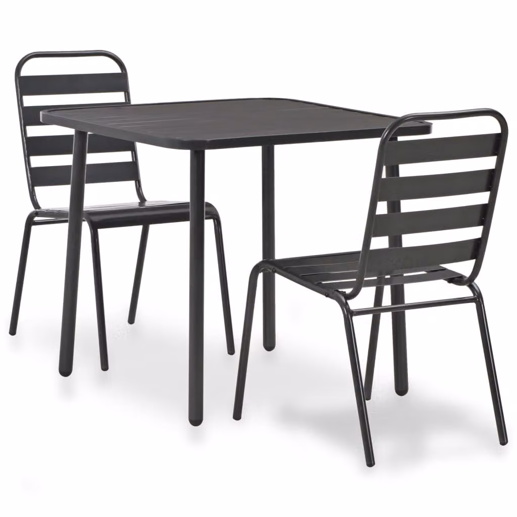 Maison Exclusive - Set da bistrot in acciaio, composto da 3 pezzi, colore grigio scuro