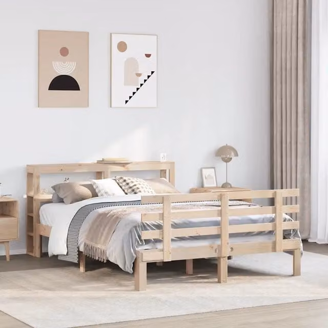 Giroletto con Testiera 140x190 cm in Legno Massello di Pino 3306104