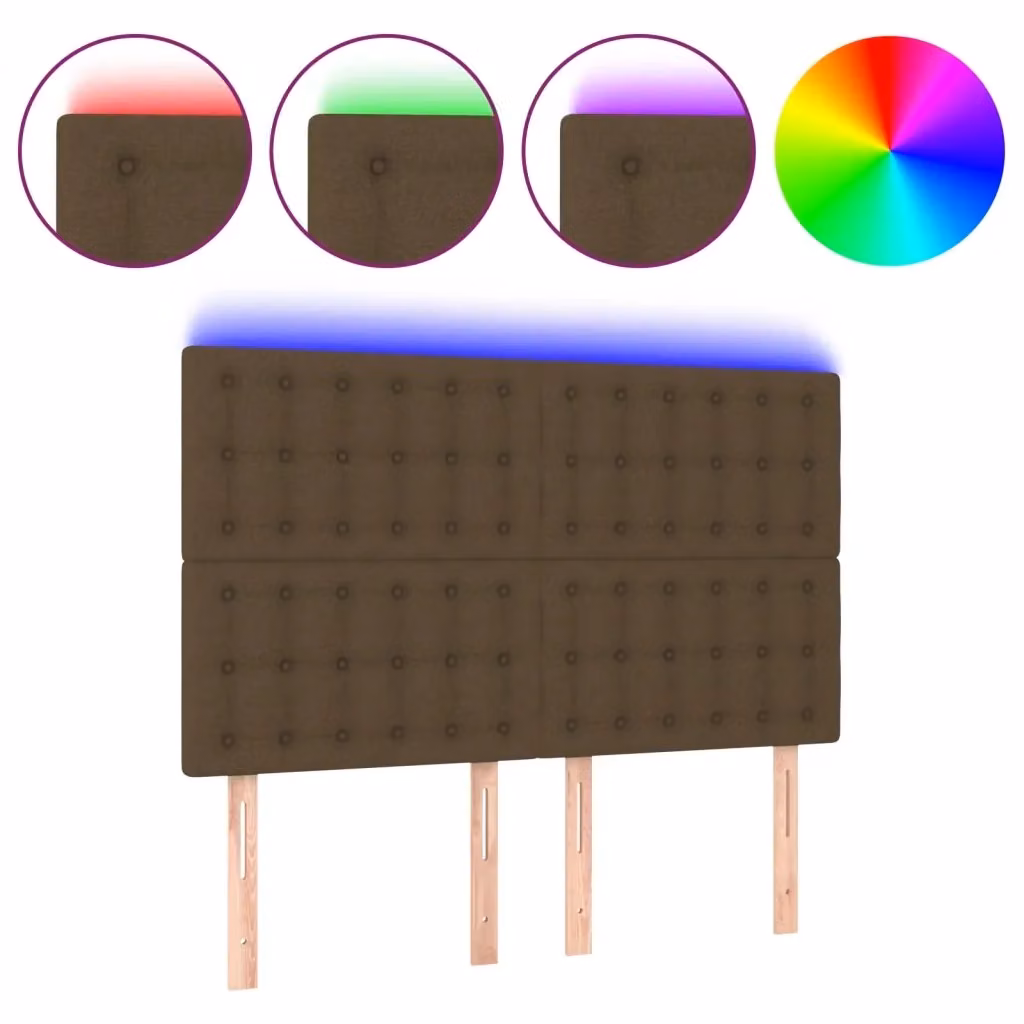 Testiera con LED Design Mania in tessuto marrone scuro con porta USB L: 144 cm, P: 5 cm, H: 118/128 cm – 2