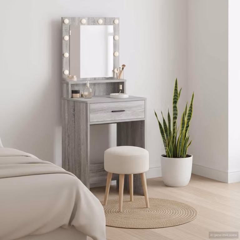 vidaXL Tavolo da Trucco Moderno Grigio L: 50 cm, P: 41 cm, H: 135 cm