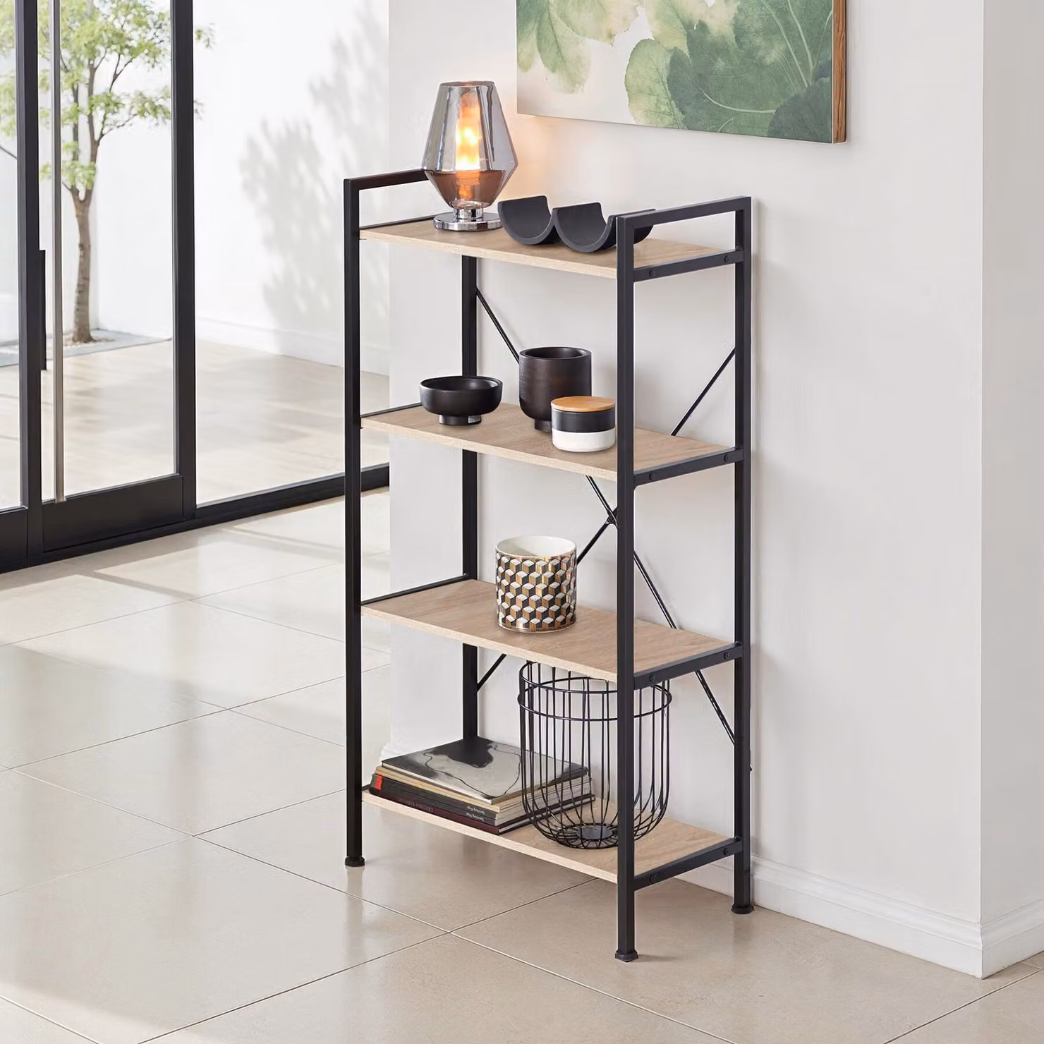 Scaffale Industriale Tectake Leeds in Legno e Metallo, Colore Rovere Sonoma e Marrone, L: 121,5 cm, P: 31,5 cm, H: 67,5 cm – 2