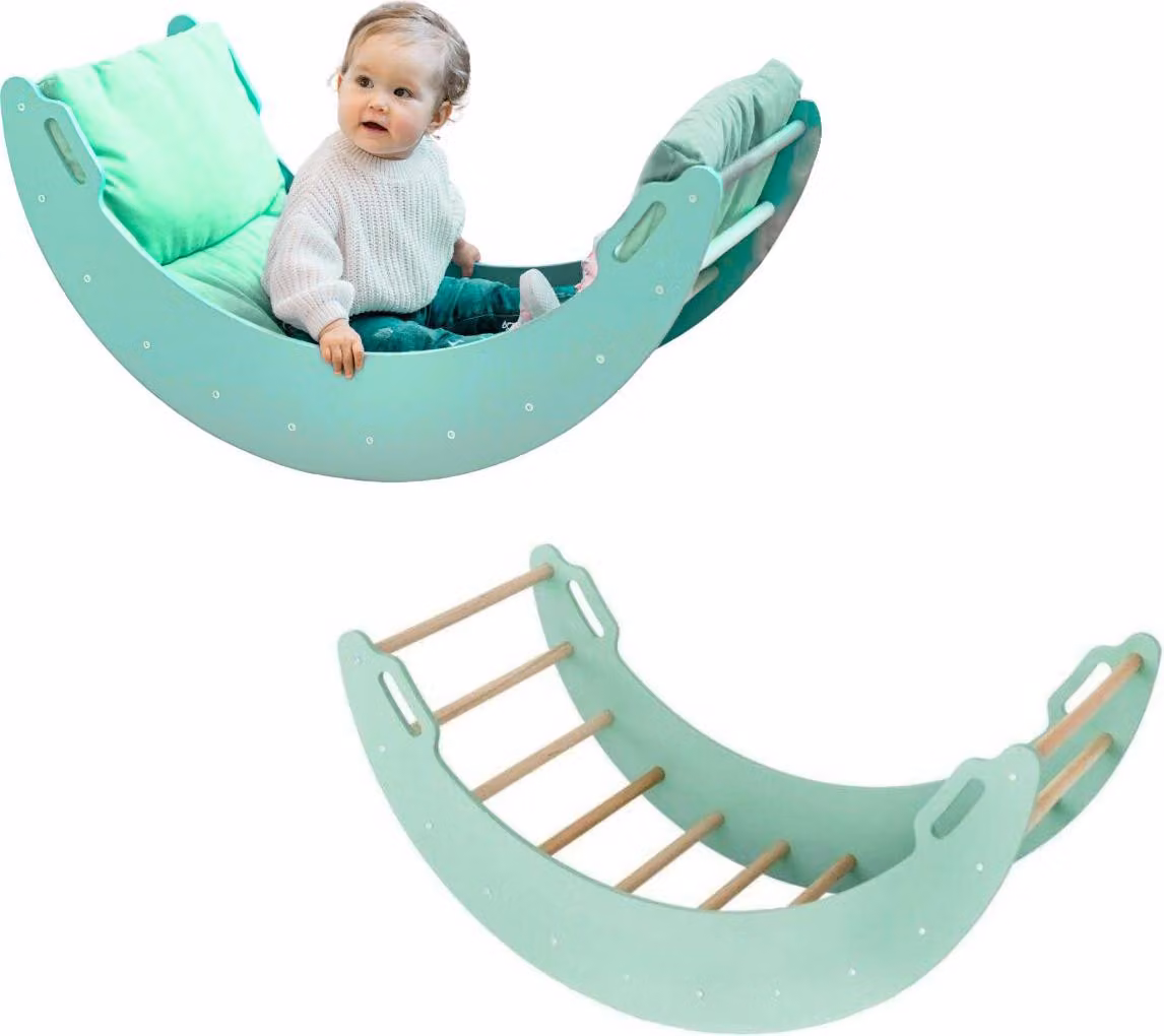 Arco di arrampicata in legno "Moon" | Triangolo di arrampicata per bambini | Giocattoli Montessori | Parco giochi Rockerboard