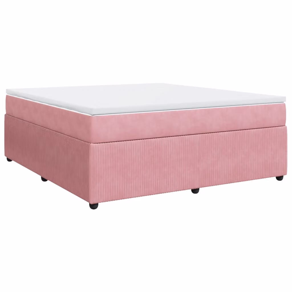 Giroletto a Molle con Materasso Rosa 180x200 cm in Velluto