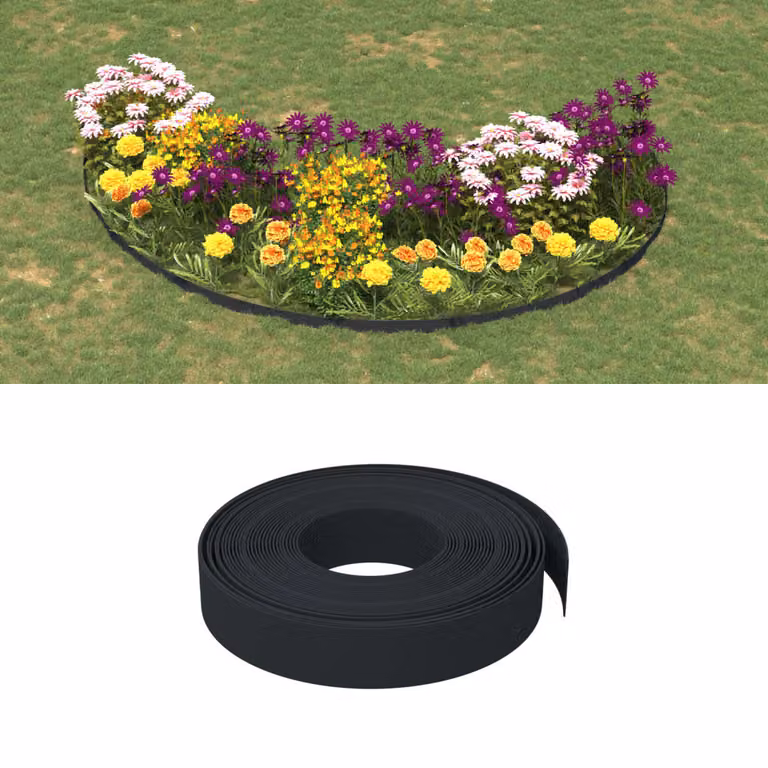 Bordatura da giardino vidaXL in polietilene nera, Lunghezza: 10 m, Altezza: 10 cm