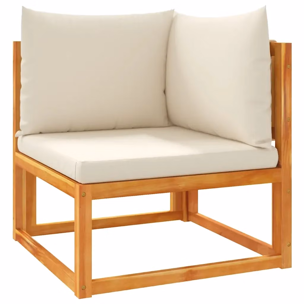 Divano da giardino angolare vidaXL in legno di acacia con cuscini beige e coperture rimovibili – 2