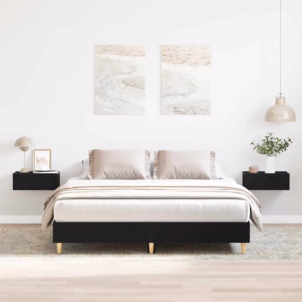 Struttura del letto moderna vidaXL in legno Rovere e Nero L/P/H: 203 x 143 x 25 cm