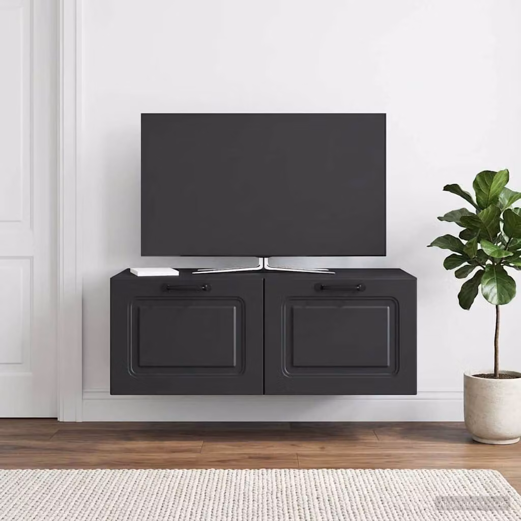 vidaXL Mobile Porta TV da Muro Moderno Nero in MDF L: 78,5 cm, P: 41 cm, H: 30 cm