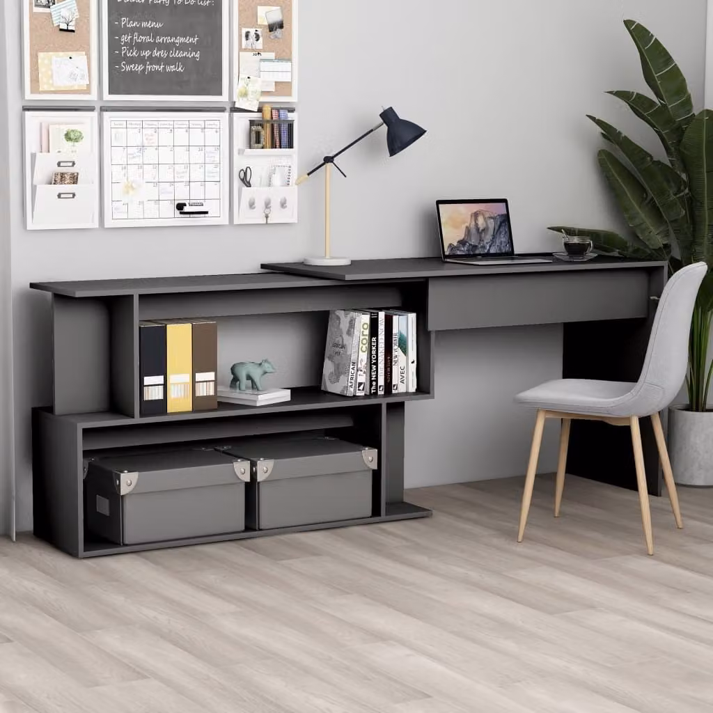 Maison Exclusive - Scrivania angolare grigia 200x50x76 cm in materiale derivato dal legno