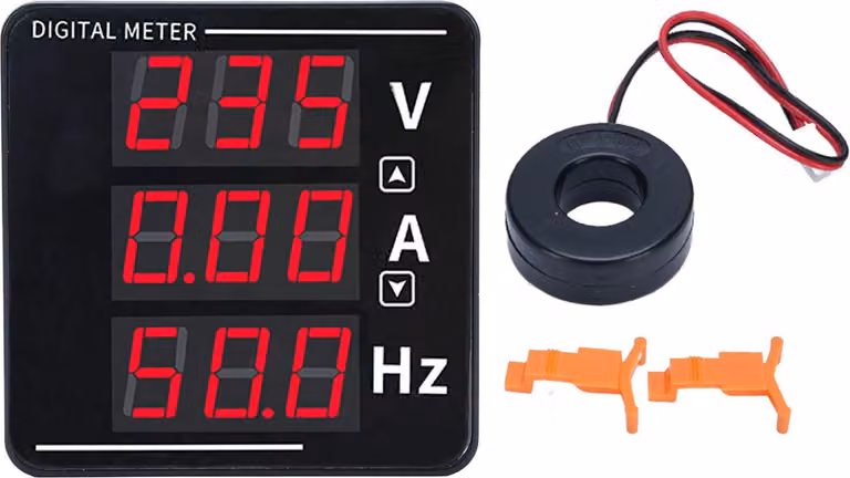 Multimetro digitale, display a LED, tester di tensione, corrente e frequenza CA, 50-500 V, 0-120 A, 10-99,9 Hz