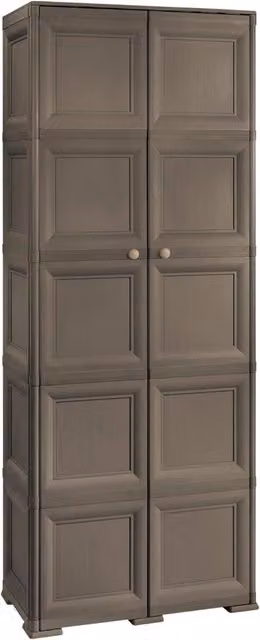 Armadio Tontarelli con 2 Ante e Ripiani Interni per Lavanderia e Ingresso, Colore Marrone/Nero, L: 79 cm, P: 43 cm, H: 203 cm – 1