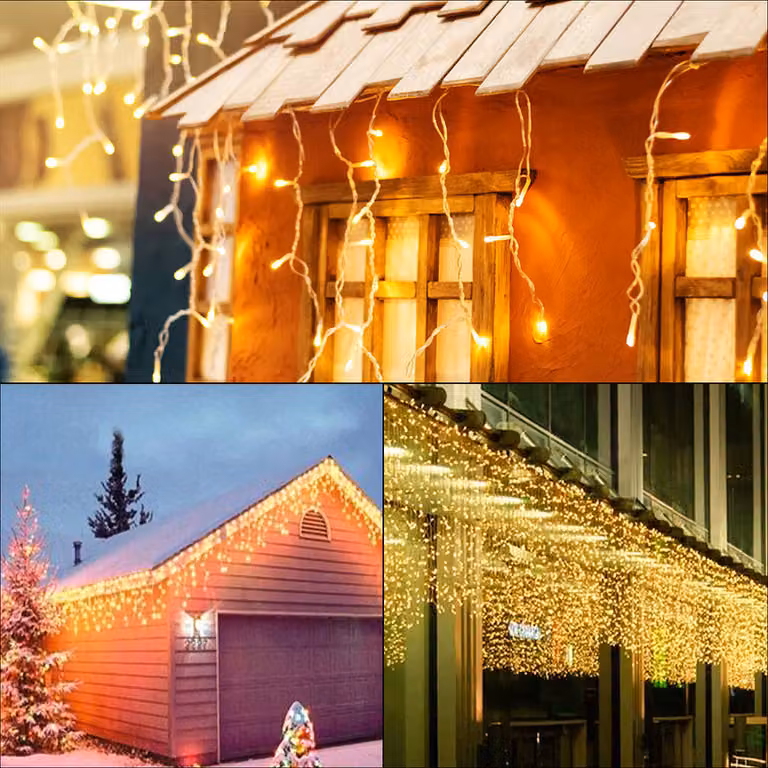 Jopassy LED pioggia di ghiaccio catena di luce bianco caldo 600 LED 20m luce di Natale tenda illuminazione albero di Natale catena di luce